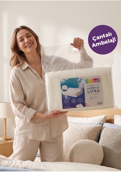 Boyun Destekli Mini Visco Yastık Kozmos Luna Serisi Beyaz