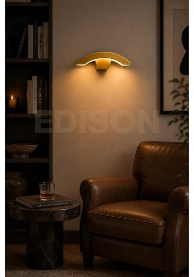 Tr Dekoratif Gold Yarım Ay Led Aplik, Modern Tasarım, İç Ve Dış Mekan Duvar Aydınlatması Genel
