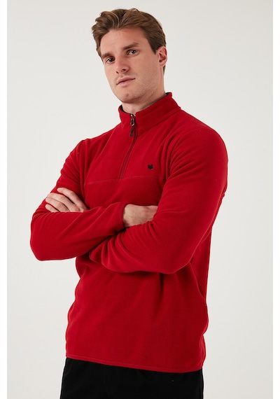 Buratti Slim Fit Anti-Pilling Tüylenme Yapmayan Bato Yaka Kışlık Şardonlu Erkek Polar 5906001 Bordo