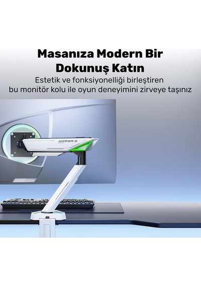 Tr Std93012lw 17-45 Profesyonel Gaming Rgb Monitör Kolu, Kavisli & Ultrawide Uyumlu, Geniş Eğim +60 , 360 Pivot Ve