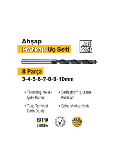 Sgs1416 Ahşap Ağaç Mdf Matkap Uç Seti 8 Parça