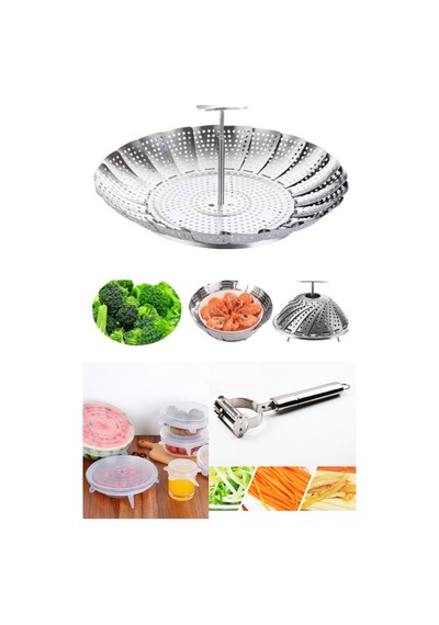 Yayke Buharda Pişirme Aparatı + 6'lı Silikon Kapak & Jülyen Soyucu
