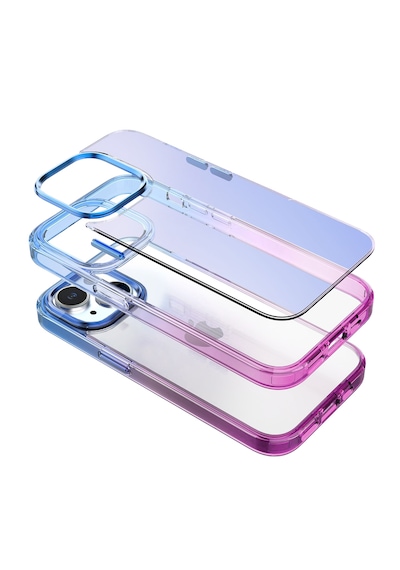 Apple Uyumlu iPhone Buff 13 Air Bumper Rainbow Kılıf Pink Blue