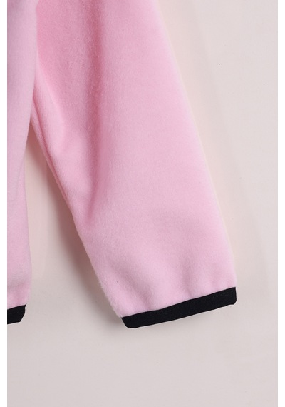 Monox Çocuk Lastik Manşetli Fermuarlı 3 Cepli Unisex Polar Ceket Pembe
