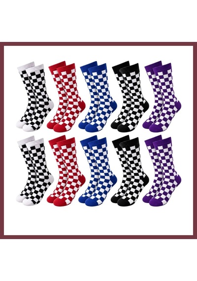 Storeşahin Unisex Çorap Dama Desenli Renkli 10'lu Set Kareli Uzun Soket Günlük Spor Eğlenceli Rahat Çorap Seti Shn0720 Çok  Renkli