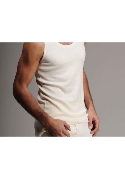 Hasyün Erkek Interlok Yün Atlet Kolsuz Bisiklet Yaka Woolmark Ser