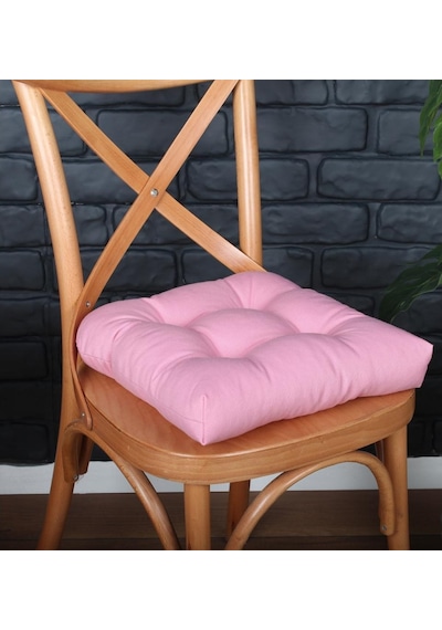Altınpamuk Altınpamuk Lüx Pofidik Pembe Sandalye Minderi Özel Dikişli Bağcık