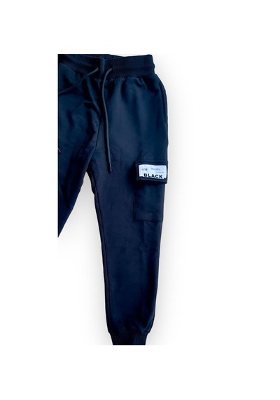 Ekkokids Çocuk Beli Paçası Lastikli Black Yazılı Eşofman Alt-13382-siyah Siyah