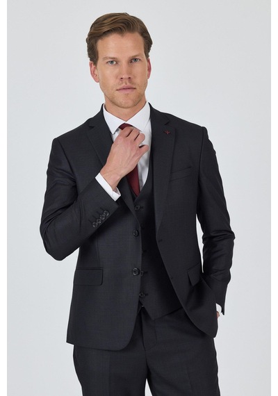 İmza Düz Filafil Mono Yaka Tam Astar Yelekli 6 Drop Slim Fit Takım Elbise 1001250171 Koyu Antrasit İmza Düz Filafil Mono Yaka Tam Astar Yelekli 6 Drop Slim Fit Takım Elbise 1001250171 Koyu Antrasit