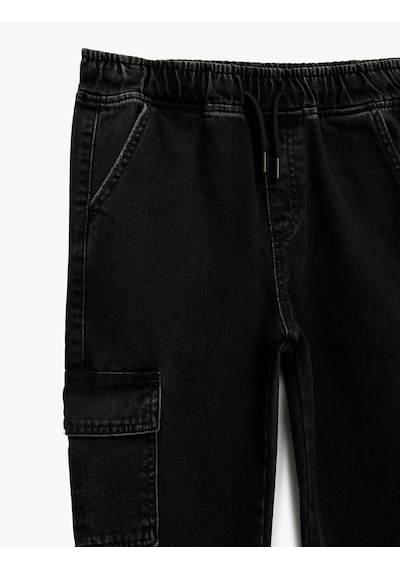 Koton Pamuklu Kargo Cepli Jogger Jean Pantolon Siyah 6skb40009td Siyah
