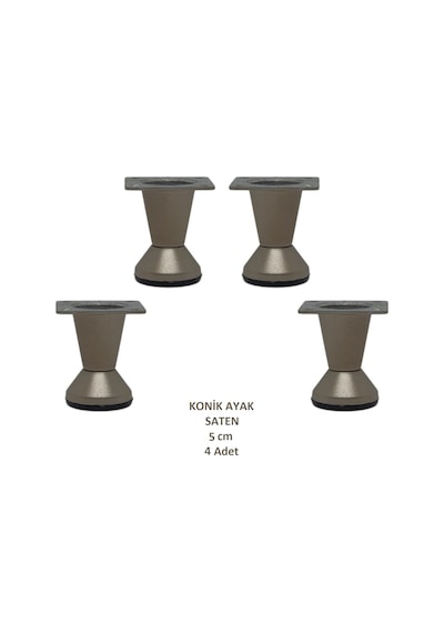 Adilon Konik Ayak, Zamak, Saten, 5 cm, Dolap, Mobilya, Puf Ayağı (4 Adet)