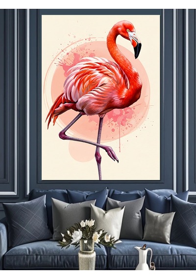 Ahşap Tablo Flamingo Kuşu Pembe Zarif