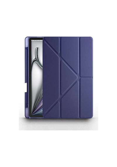 Apple Uyumlu iPad Air 13 Inç 2024 M2 Kılıf Kalem Şarj Bölmeli Stadlı Uyku Modlu Arkası Silikon Akıllı Case Kılıf
