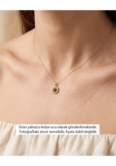 Ay Çiçeği 14 Ayar Altın Kolye Ucu