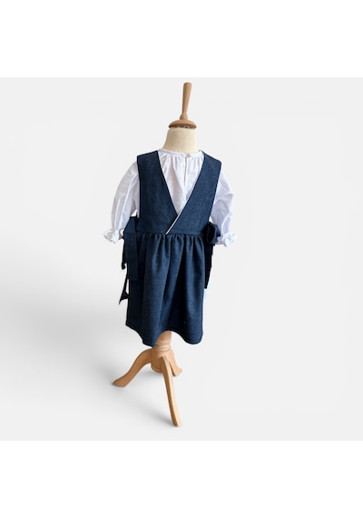 Bebe Nakış İşlemeli Denim Elbise Seti Mavi