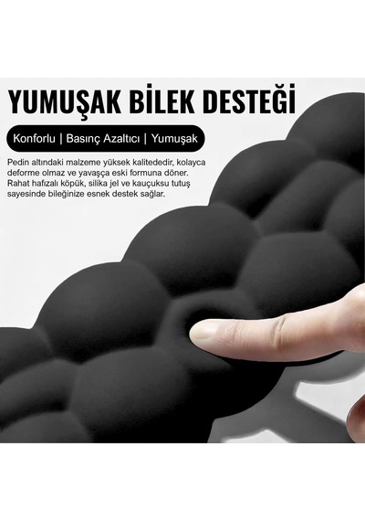 Klasse Cloud Klavye Ve Mouse Bilek Destek Seti, Bulut Ergopad, Kaymaz Tabanlı, Nefes Alan Kumaş, Ağrı Önleyici Bilek Desteği Seti, Siyah