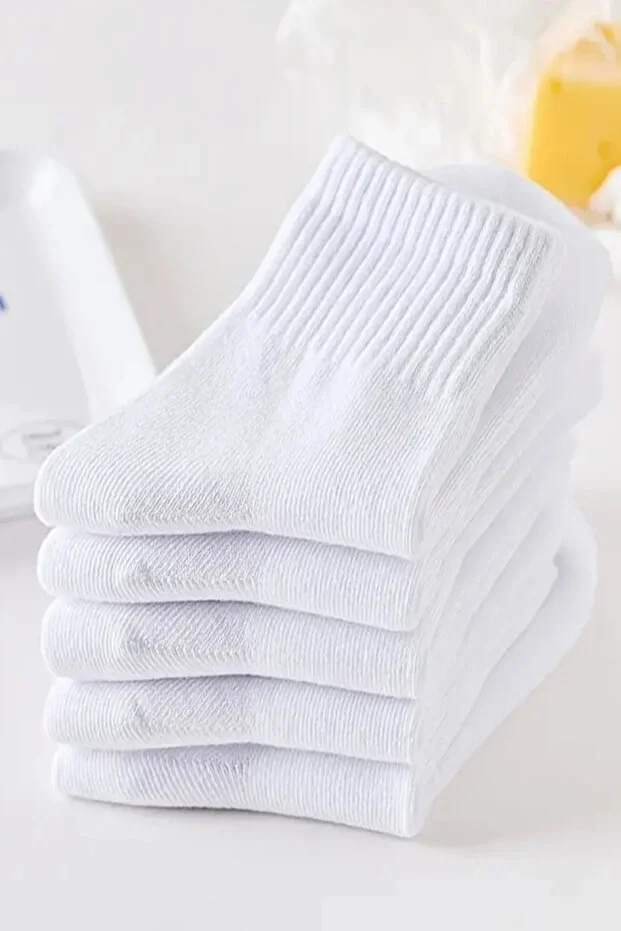 Esinti Unisex Beyaz Siyah Kolej Çorap 8'li Paket Pamuklu 8 Pairs Beyaz - Siyah