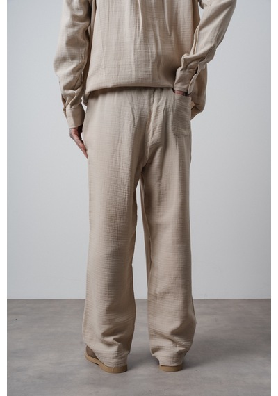 Respire Erkek R Nakışlı Müslin Baggy Pantolon Bej