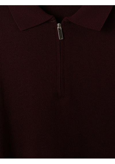 LC Waikiki Lc Waıkıkı Bordo Polo Yaka Yarım Fermuarlı Erkek Triko Kazak