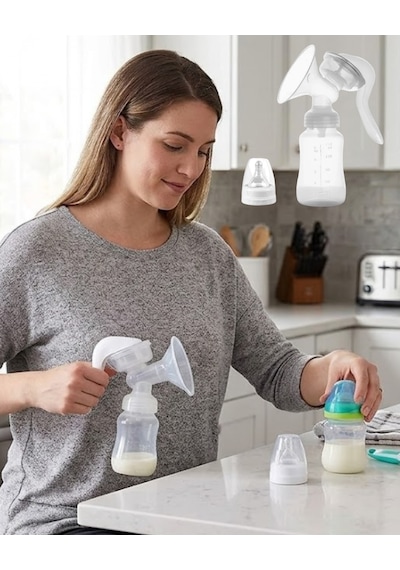Bpa İçermez Manuel Anne Sütü Pompası Biberon Başlıklı Ergonomik - Lisinya