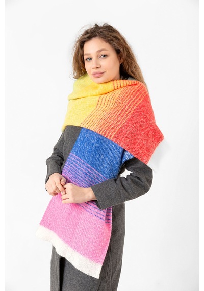 Çok Renkli Buklet Atkı Şal 67x197 CM 1288 Pembe