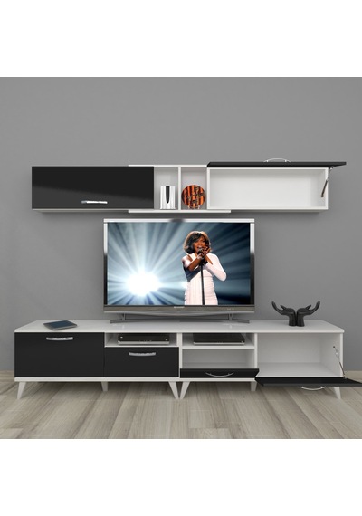 Decoraktiv Eko 5220 Mdf Retro Tv Ünitesi Tv Sehpası Beyaz - Siyah
