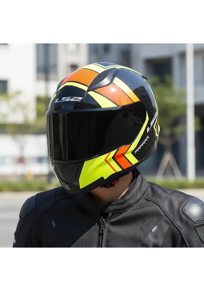 Ls2 Rapıd 2 Extra Mat Neon Sarı-navy Mavi Kask Siyah Vizör + Şeffaf Vizör Çok Renkli