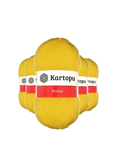5 Adet Kristal Çift Katlı El Örgü Lif İpi Sarı K301