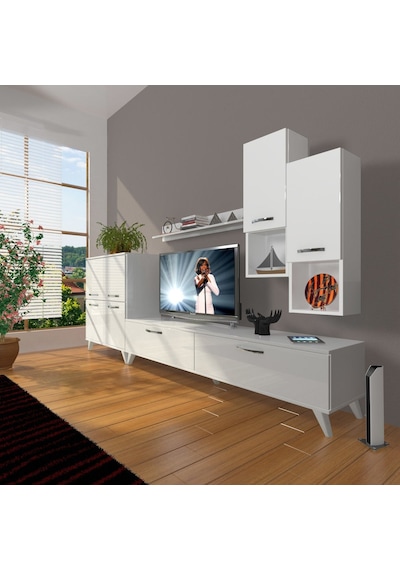Decoraktiv Eko 6da Slm Std Retro Tv Ünitesi Tv Sehpası Beyaz