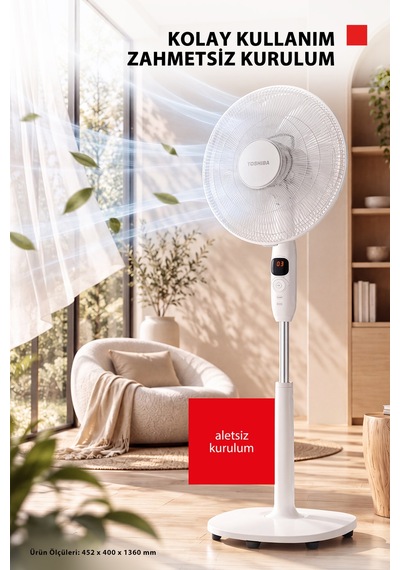 26 Hız Kademesi Ultra Sessiz Motor 9 Kanatlı Kumandalı Vantilatör F-dse70cıs W