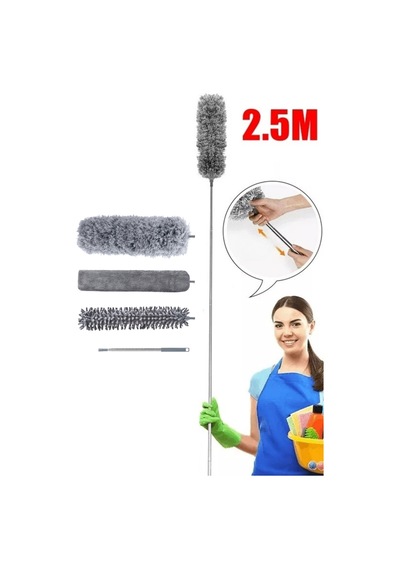 Teleskopik 3 Başlıklı Mop Ve Toz Alma Püskülü Çok Amaçlı Temizlik Seti
