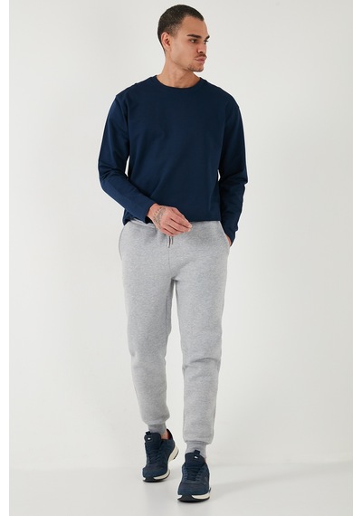 Buratti Pamuklu Regular Fit Normal Bel Cepli Erkek Eşofman Altı 5908060 Gri Melanj