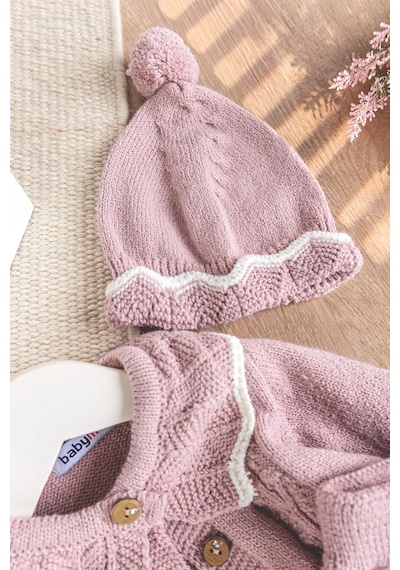 Babymod Triko Kışlık Hırkalı Kız Bebek Takım Gülkurusu