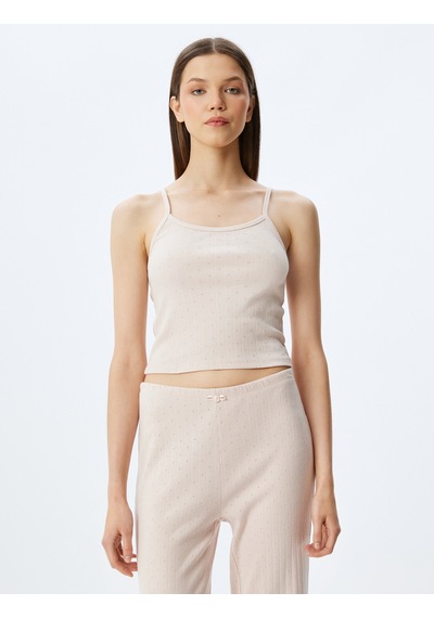 Koton Pamuklu Örme Crop Askılı Pijama Üstü Lila 5wlk90050mk Lila LILA