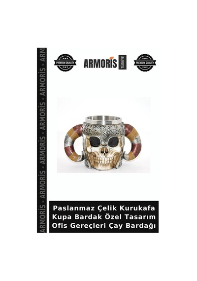 Paslanmaz Çelik Kurukafa Kupa Bardak Özel Tasarım Ofis Gereçleri Çay Bardağı Çok Renkli