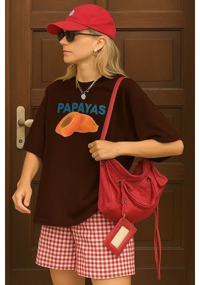 Papayas Baskılı Unisex Tshırt Çok Renkli