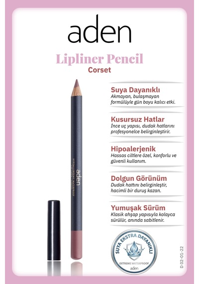 Aden Lipliner Pencil - Dudak Kalemi 22 Corset Gül Beji 0