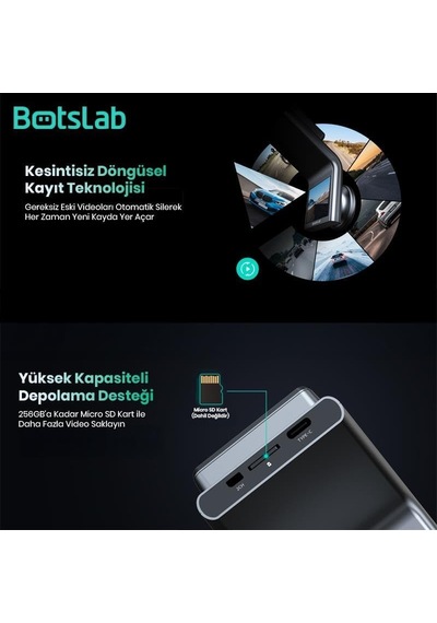 Ayrex Botslab G300h Pro Adas 3k Ön+arka Wifi+gps 150 Geniş Açı Gece Görüşlü Araç İçi Kamera Dash Cam Araç