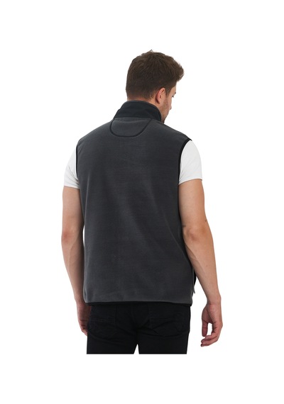 Adams Erkek Polar Kolsuz Çift Renk Yelek 3 Cepli Comfort Fit Antrasit