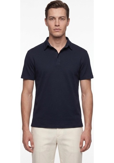 Efor Slim Fit Pamuklu Kıvrılmaz Polo Yaka Lacivert Tişört Ts 928