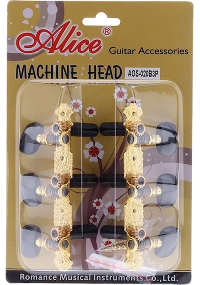 Alice Ao-020B3P Siyah Renk 3+3 Klasik Gitar Burgu Seti