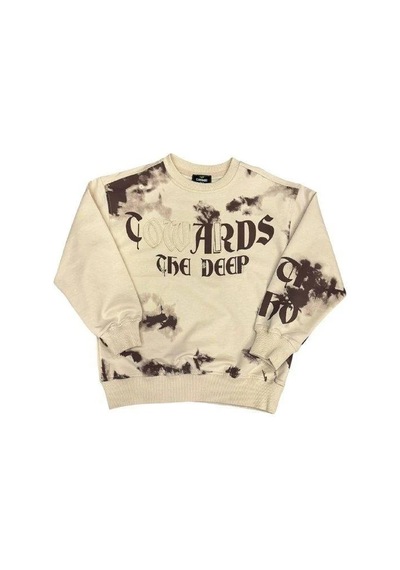 Carinos Erkek Çocuk Batik Desenli Coward Yazılı Sweatshirt-14847 Bej