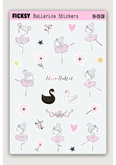 Sevimli Küçük Balerin Sticker Seti - 25 Adet Etiket Çıkartma Diğer