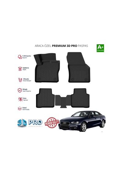 Audi A4 Araca Özel 3d Paspas 2011 2012 2013 2014 2015 2016