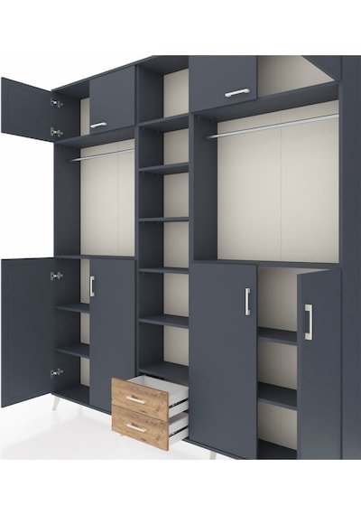 Arges Dolap 14 Raflı 2 Çekmeceli 2 Askılı 220x30x243 Antrasit-antrasit/çam Antrasıt/atlas Çam Arges Dolap 14 Raflı 2 Çekmeceli 2 Askılı 220x30x243 Antrasit-antrasit/çam Antrasıt/atlas Çam