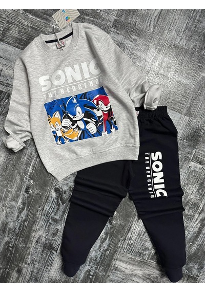 Koçak Kids Yeni Sezon Sonic Desenli Gri Renk Erkek Çocuk Eşofman Takım Gri