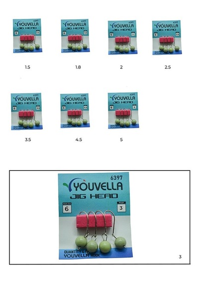 Youvella 6397 Mafsallı Lrf Jig Head Glow Head 4'lü Paket