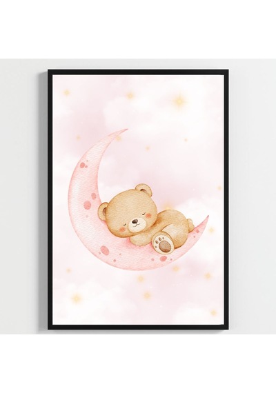 "besay Ayıcık Masalı ""baby"" Temalı Çocuk Odası Dekorasyonu Yeni Doğan Kız Bebek Hediyesi Sulu Boya Poster 3'lü Set A2 Ç