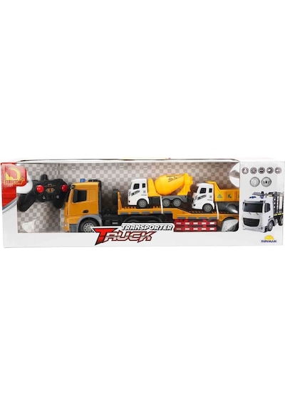 1:18 Suncon Sesli Ve Işıklı Usb Şarjlı Uzaktan Kumandalı Taşıyıcı Kamyon 50 Cm 43264 Kahverengi Kamyon Çok Renkli