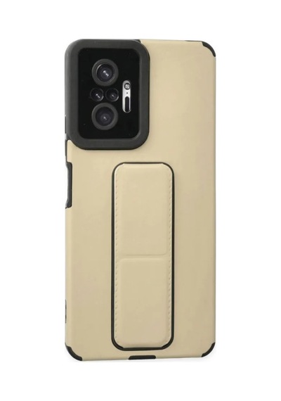 Jenerik Xiaomi Redmi Note 10 Pro Kılıf Mega Standlı Silikon - Gold